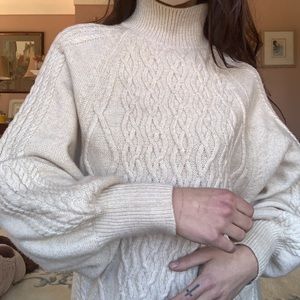 H&M wool cable knit turtleneck long sweater